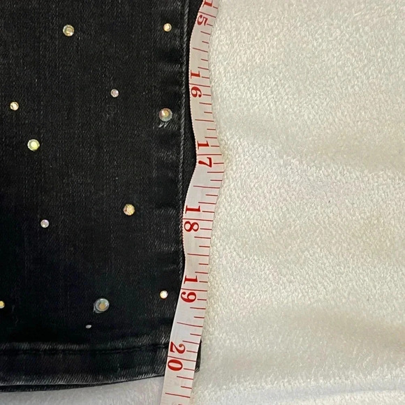 Guess Vintage black embroidered hand beaded girls skinny jeans size 7 Zip front - Picture 14 of 16
